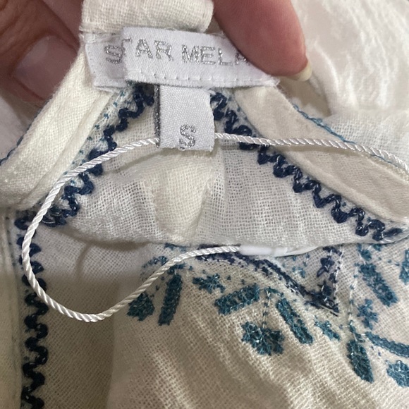 NWOT Star Mela Cotton Blue & White Embroidered Sleeveless Romper💙🤍💙 - Picture 5 of 14